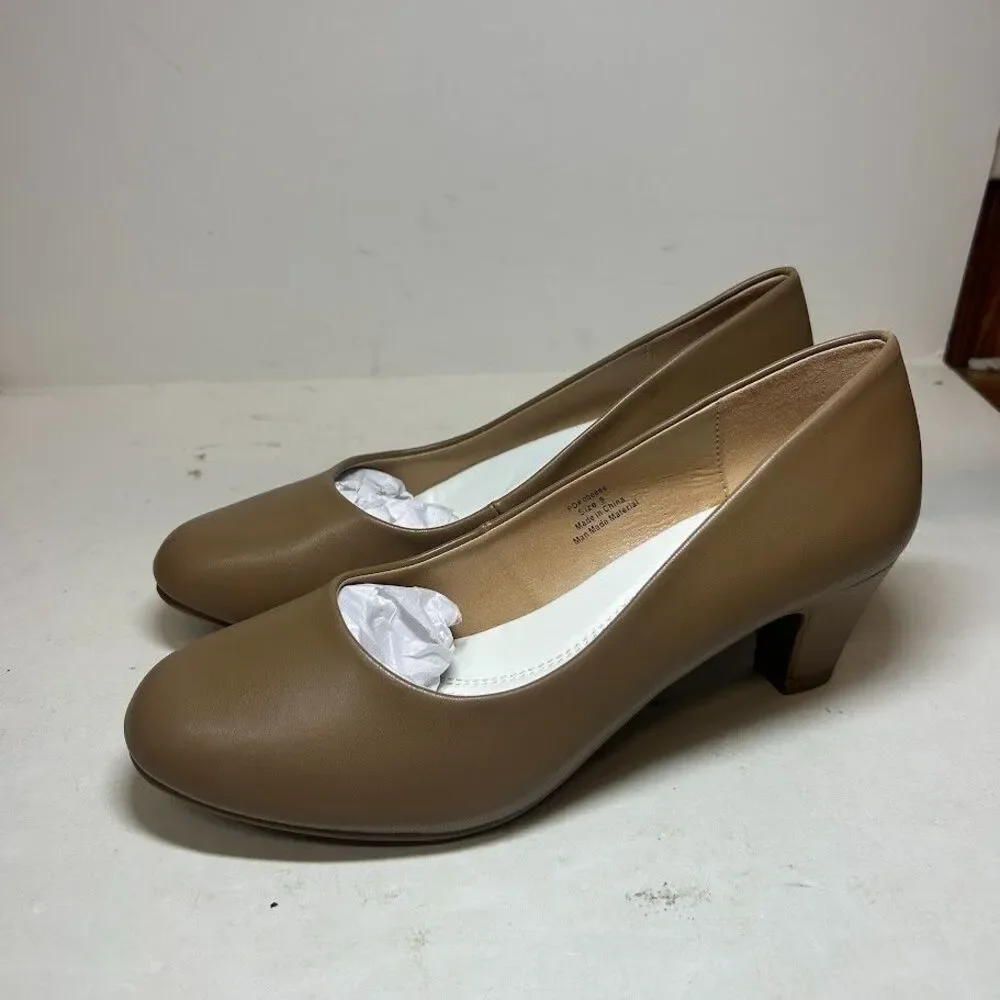 Journee Collection Womens 9 M Chestnut Faux Leather Luu Slip On Heels NIB PB7